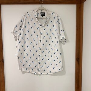 Bonobos Parrot Print Button Down Shirt Mens 2XL White Blue Prominent Fit Coastal